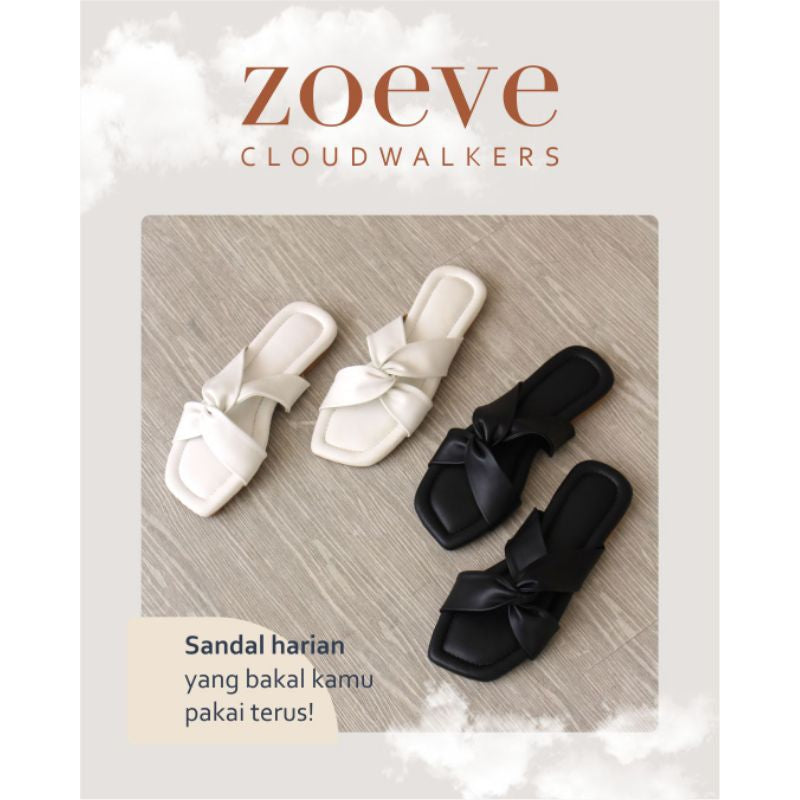 ZOEVE x DREN Sandal Flat Wanita Kaki Lebar Terepes Latex Empuk Nyaman Women Sandals [ CLOUDWALKER ]