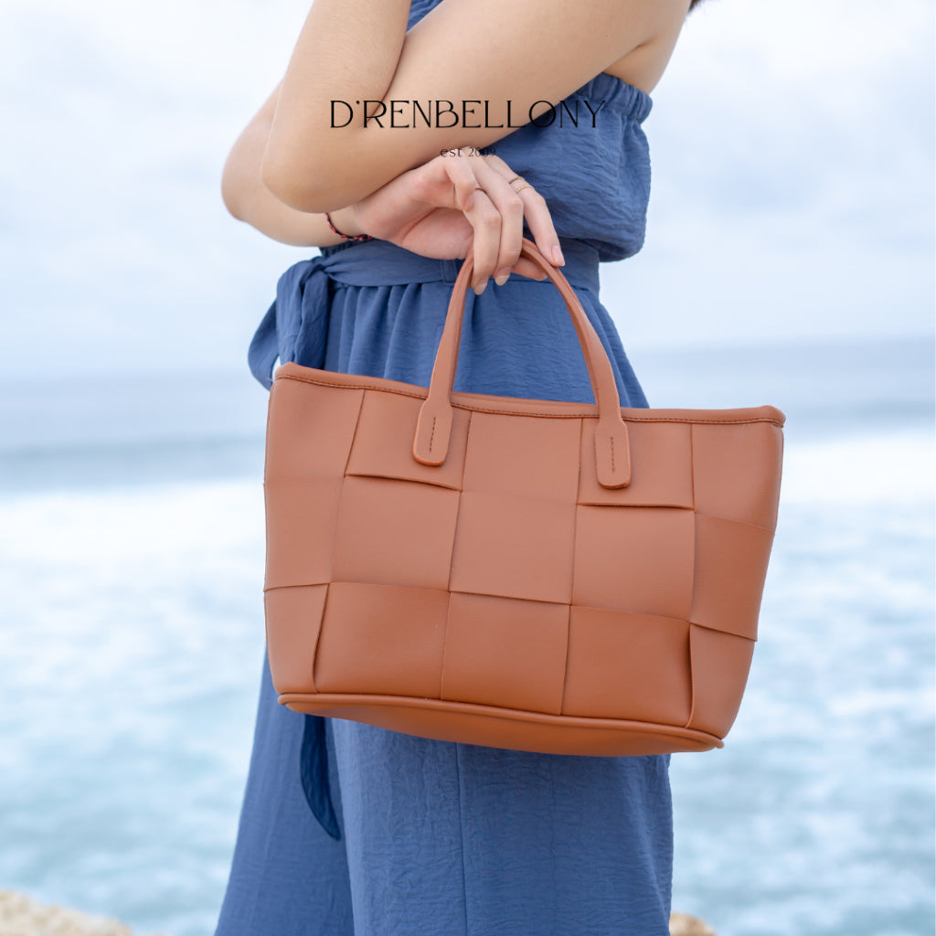DRENBELLONY  Foree Bag Tas Anyam Tas Wanita Fashion Wanita Tas Tote Tas Selempang
