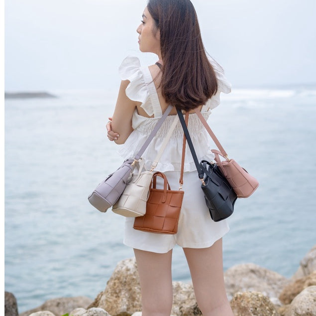 DRENBELLONY  Foree Bag Tas Anyam Tas Wanita Fashion Wanita Tas Tote Tas Selempang