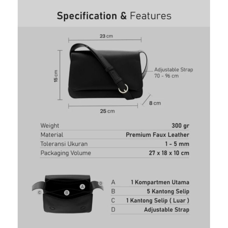 DRENBELLONY Matilda - Tas Kulit Wanita Selempang Tas Kerja Traveling Bag