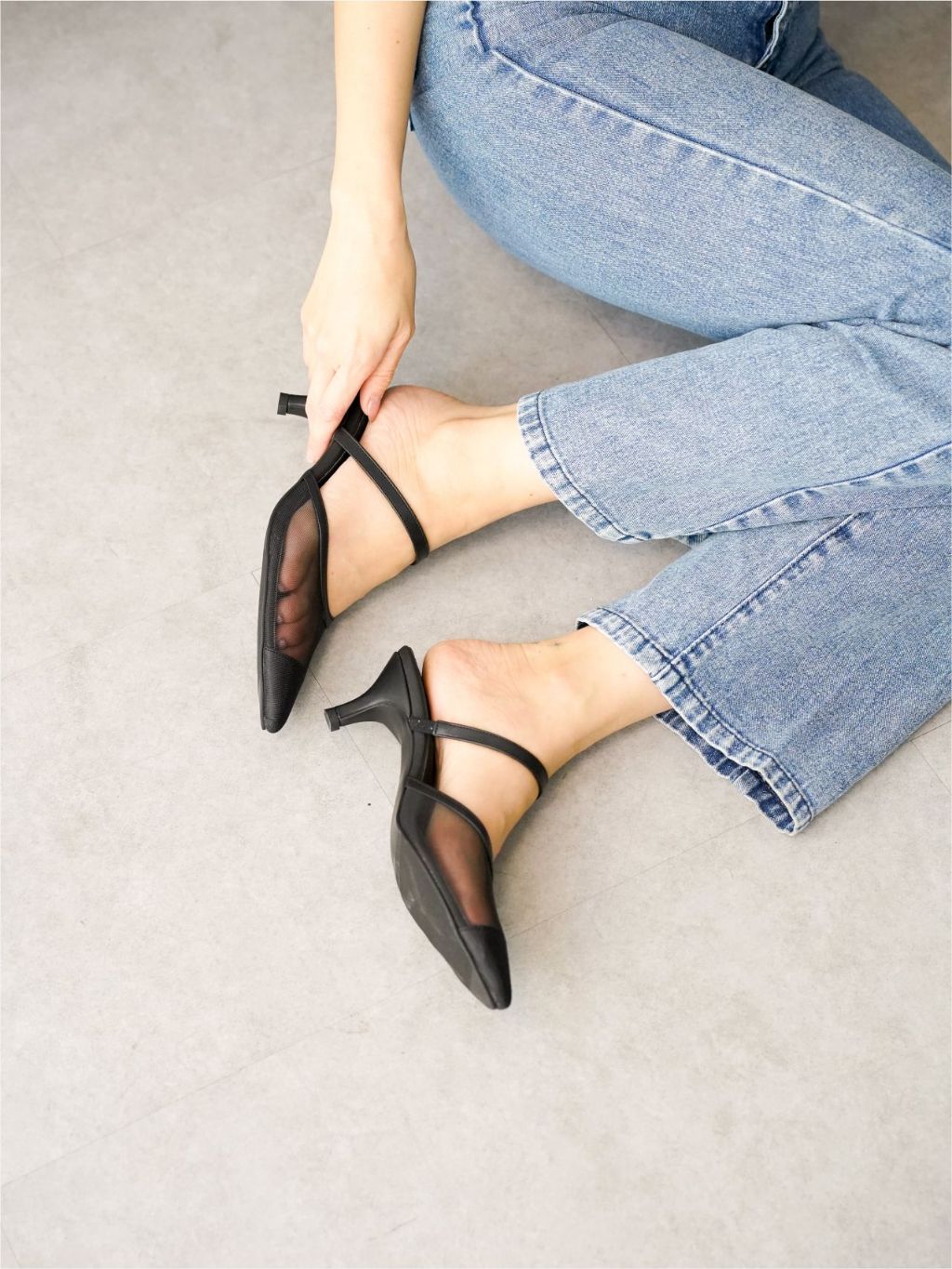 ZOEVE X DREN - IRIS heels 5cm Mules Mesh Sepatu Pesta Sandal Kerja Wanita