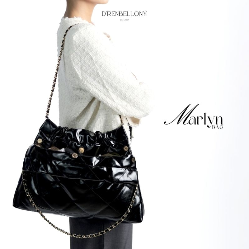 Tas Bahu Wanita Kulit Faux Leather Tali Rantai Tas Kerja MARLYN BAG- DRENBELLONY