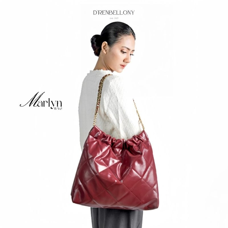 Tas Bahu Wanita Kulit Faux Leather Tali Rantai Tas Kerja MARLYN BAG- DRENBELLONY