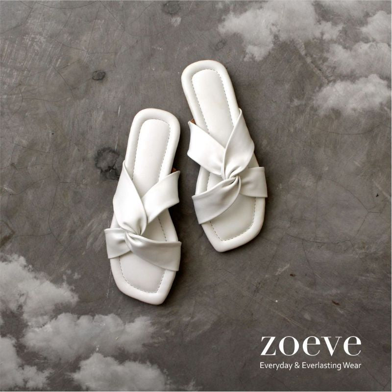 ZOEVE x DREN Sandal Flat Wanita Kaki Lebar Terepes Latex Empuk Nyaman Women Sandals [ CLOUDWALKER ]