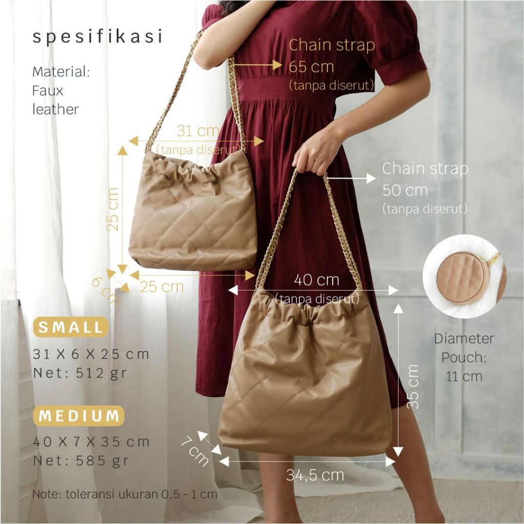 D'RENBELLONY Cheryl Bag Wanita Tas Bahu Wanita Medium Small
