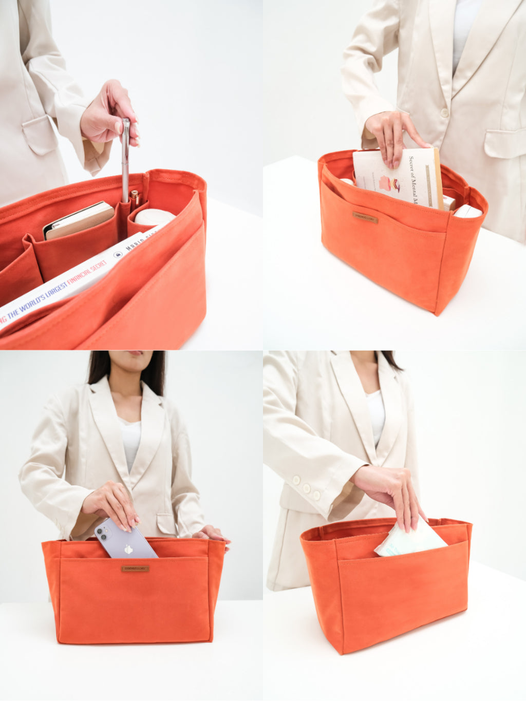 MAISIE Hand Bag Organizer Suede