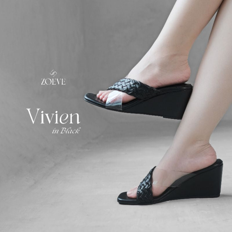 ZOEVE X DREN Sandal Wanita Wedges Sandal Kerja 7 cm [ VIVIEN WEDGES ]