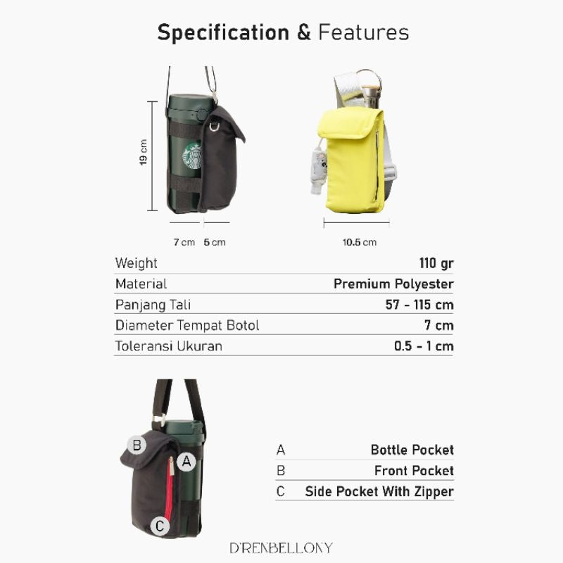Tas Botol Minum Bag Water Bottle Holder Tas Olah Raga Jogging Gym Hash COLLIN - DRENBELLONY