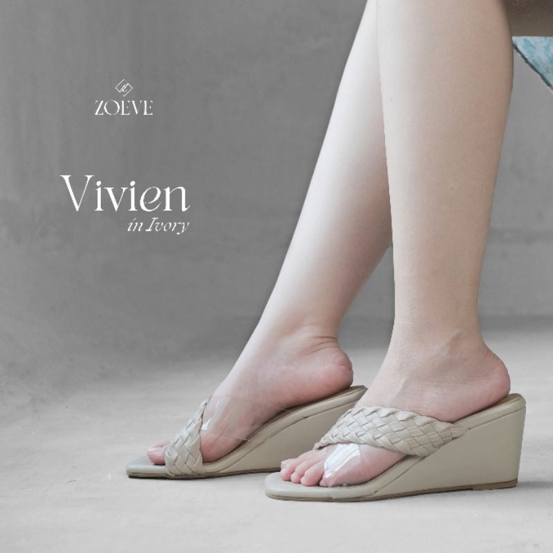 ZOEVE X DREN Sandal Wanita Wedges Sandal Kerja 7 cm [ VIVIEN WEDGES ]