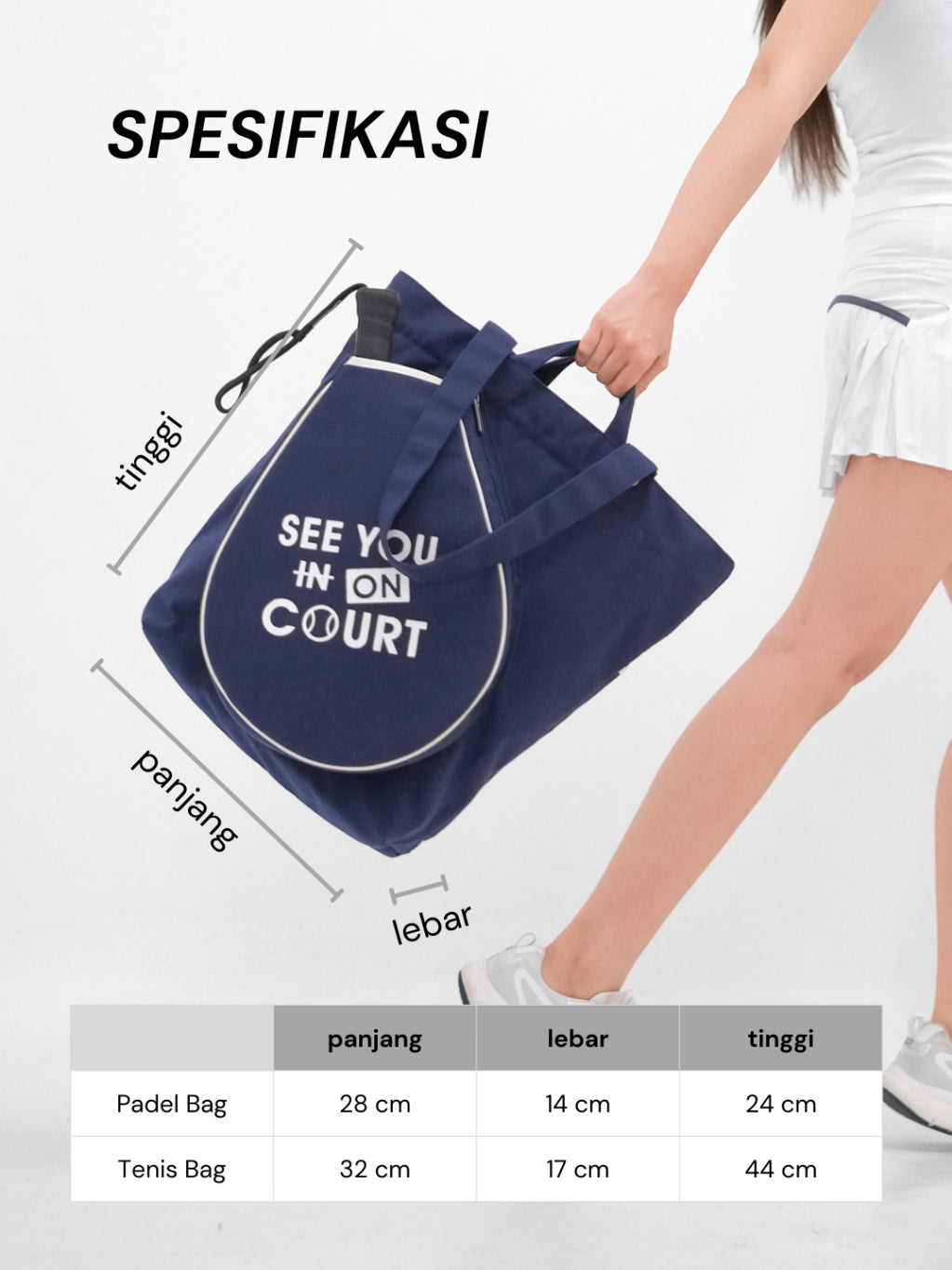 D'RENBELLONY - ACE Tennis Tote Bag Kanvas Tas Olahraga