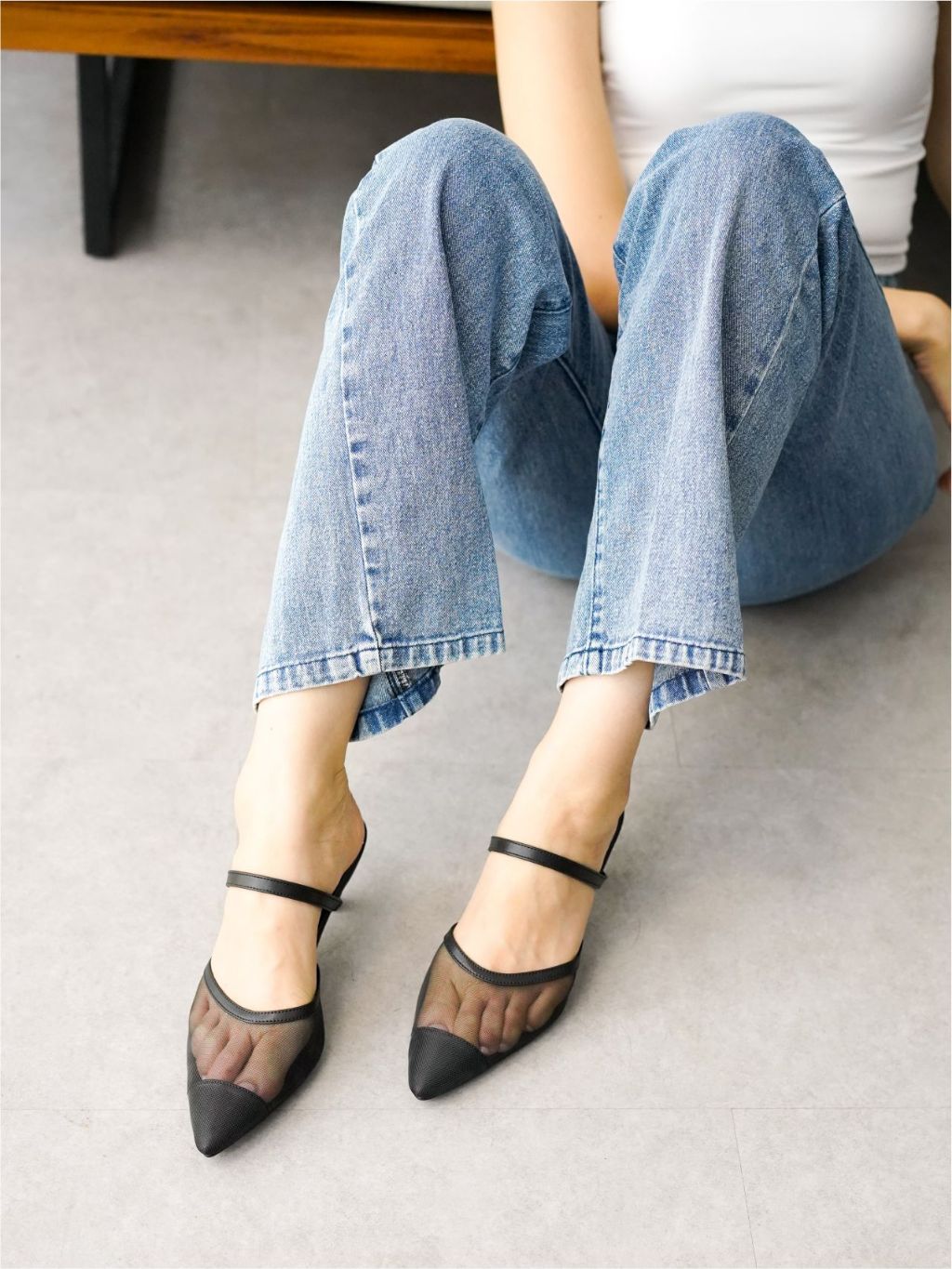 ZOEVE X DREN - IRIS heels 5cm Mules Mesh Sepatu Pesta Sandal Kerja Wanita