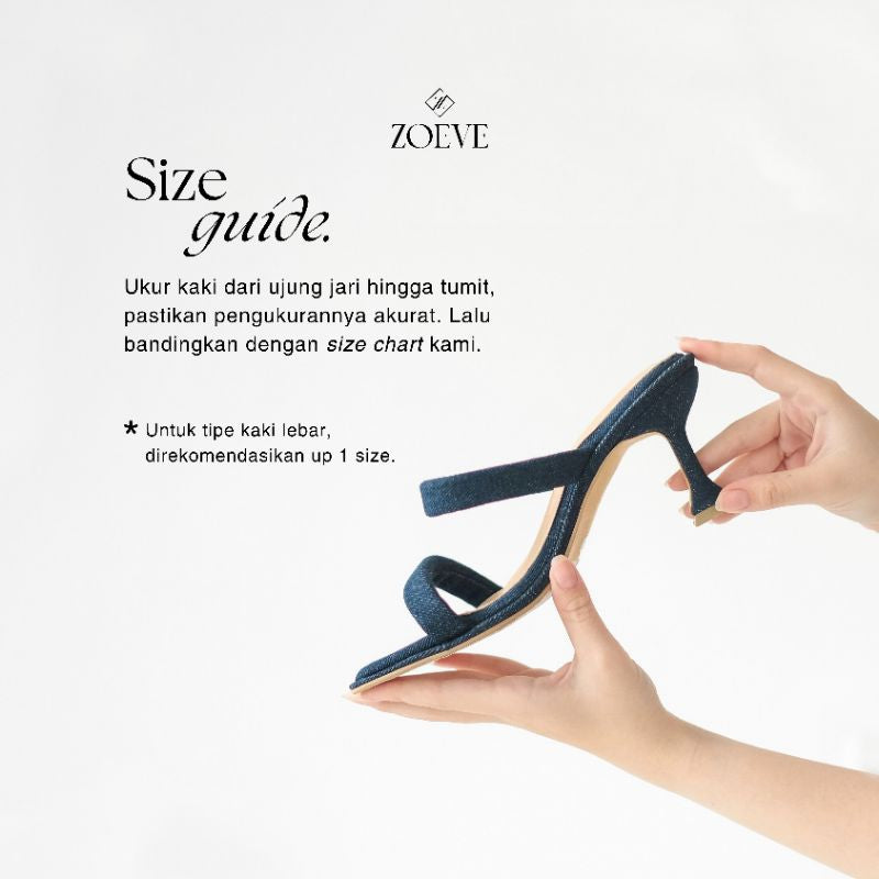 ZOEVE X DREN Sandal Wanita Biru Jeans Denim Hak 7 cm [ LEE SPOOL HEELS ]