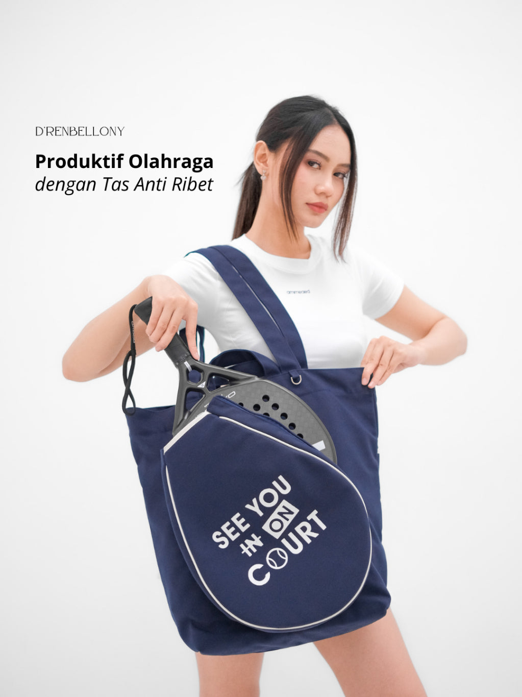 D'RENBELLONY - ACE Tennis Tote Bag Kanvas Tas Olahraga