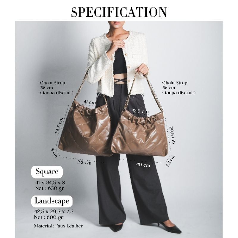 Tas Bahu Wanita Kulit Faux Leather Tali Rantai Tas Kerja MARLYN BAG- DRENBELLONY