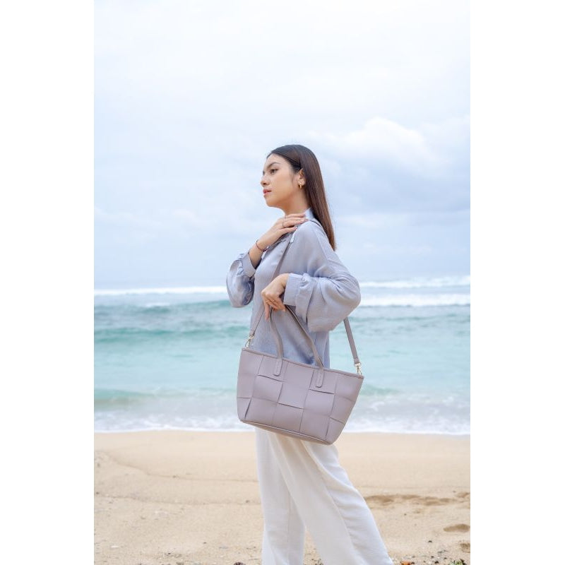 DRENBELLONY  Foree Bag Tas Anyam Tas Wanita Fashion Wanita Tas Tote Tas Selempang